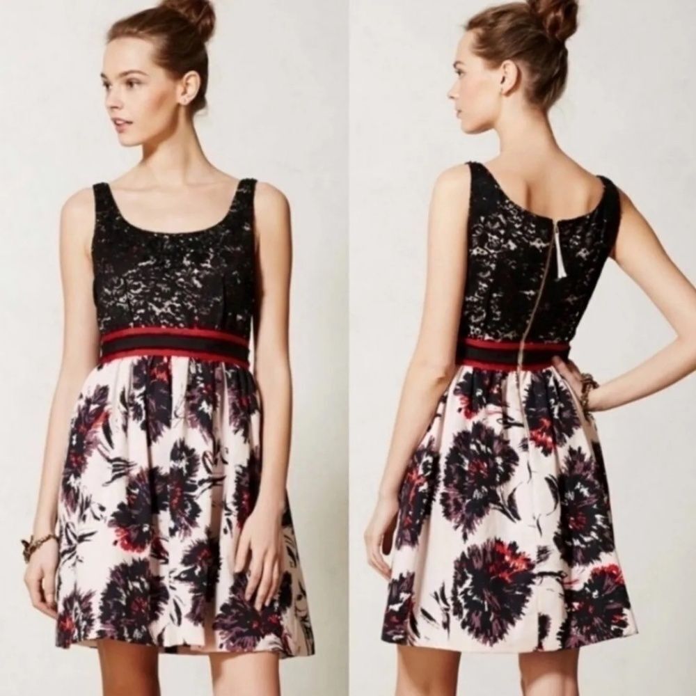 Anthropologie Peter Som X Made‎ In Kind Brushstroke Blossom Dress Sz 10